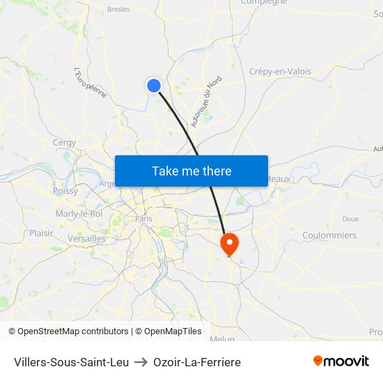Villers-Sous-Saint-Leu to Ozoir-La-Ferriere map