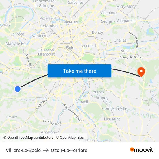 Villiers-Le-Bacle to Ozoir-La-Ferriere map