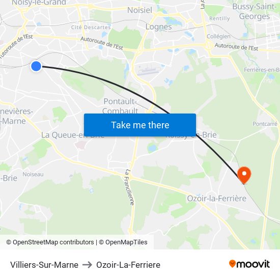 Villiers-Sur-Marne to Ozoir-La-Ferriere map