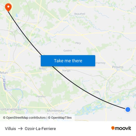 Villuis to Ozoir-La-Ferriere map