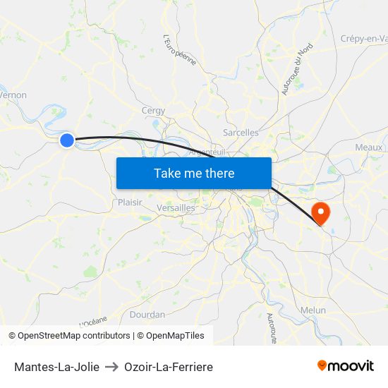 Mantes-La-Jolie to Ozoir-La-Ferriere map