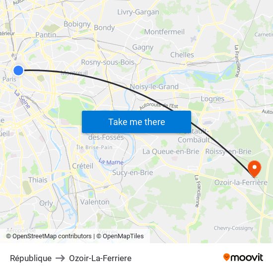 République to Ozoir-La-Ferriere map
