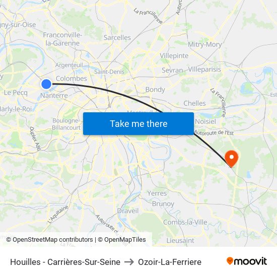 Houilles - Carrières-Sur-Seine to Ozoir-La-Ferriere map