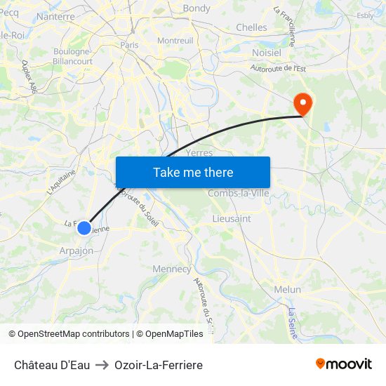 Château D'Eau to Ozoir-La-Ferriere map
