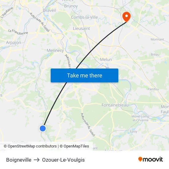 Boigneville to Ozouer-Le-Voulgis map