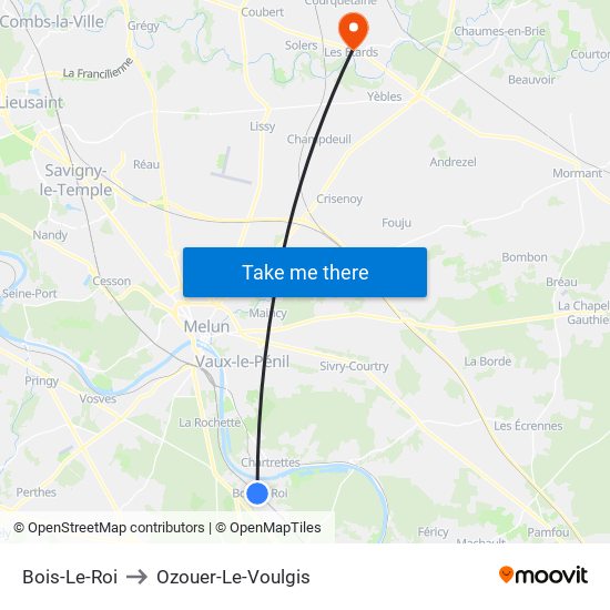 Bois-Le-Roi to Ozouer-Le-Voulgis map
