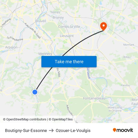 Boutigny-Sur-Essonne to Ozouer-Le-Voulgis map