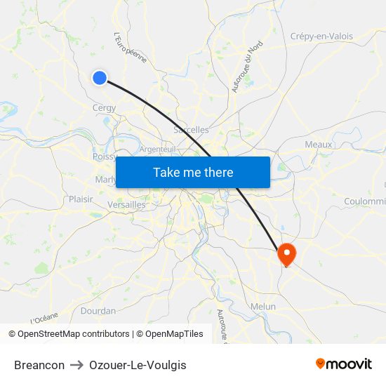 Breancon to Ozouer-Le-Voulgis map