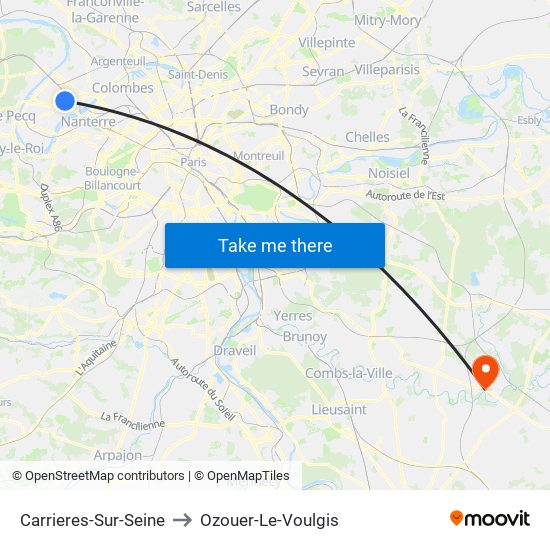 Carrieres-Sur-Seine to Ozouer-Le-Voulgis map