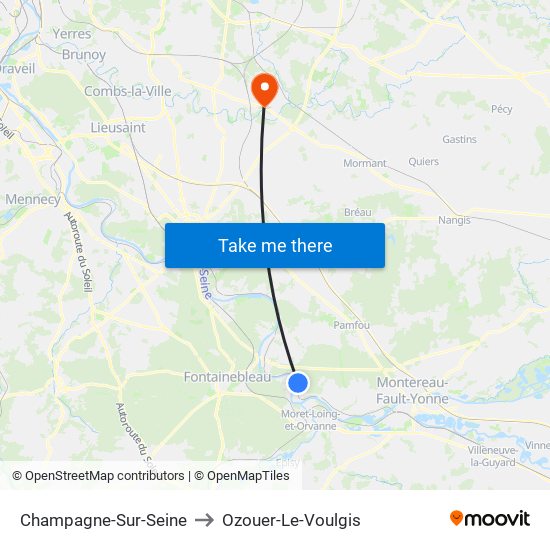 Champagne-Sur-Seine to Ozouer-Le-Voulgis map