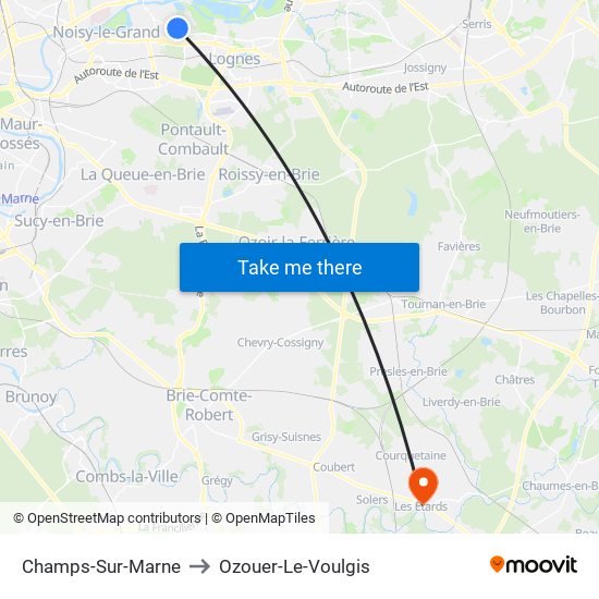 Champs-Sur-Marne to Ozouer-Le-Voulgis map