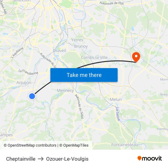 Cheptainville to Ozouer-Le-Voulgis map