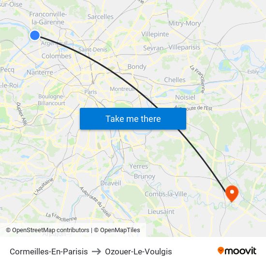 Cormeilles-En-Parisis to Ozouer-Le-Voulgis map