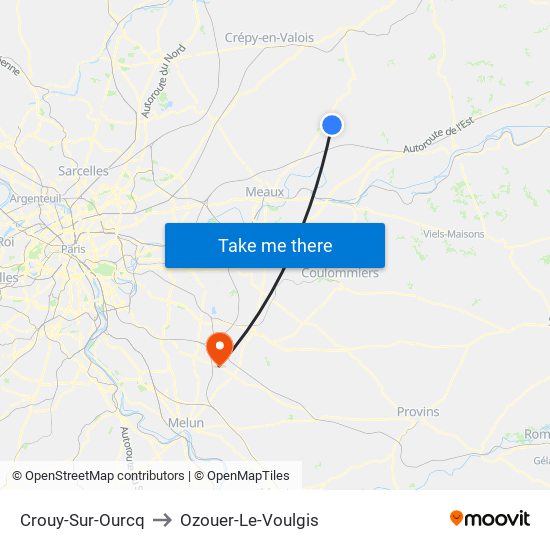 Crouy-Sur-Ourcq to Ozouer-Le-Voulgis map