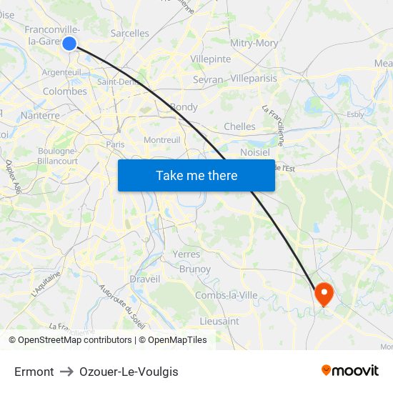 Ermont to Ozouer-Le-Voulgis map