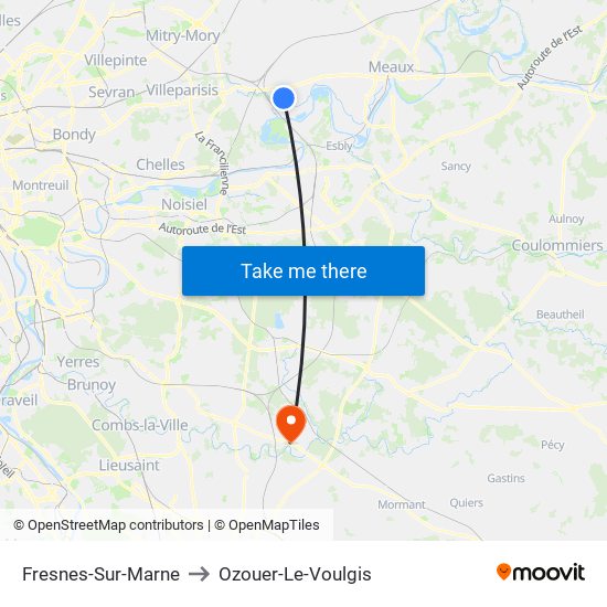 Fresnes-Sur-Marne to Ozouer-Le-Voulgis map