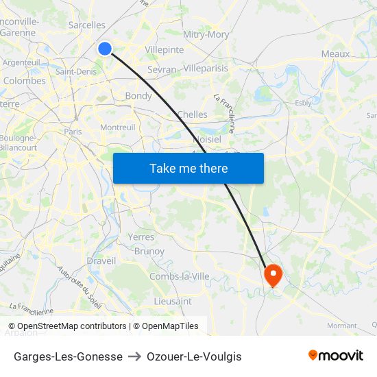 Garges-Les-Gonesse to Ozouer-Le-Voulgis map
