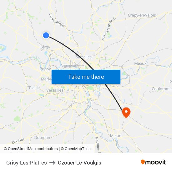 Grisy-Les-Platres to Ozouer-Le-Voulgis map