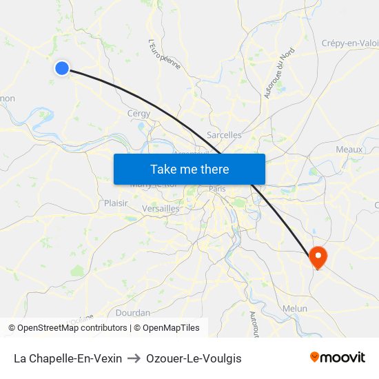 La Chapelle-En-Vexin to Ozouer-Le-Voulgis map