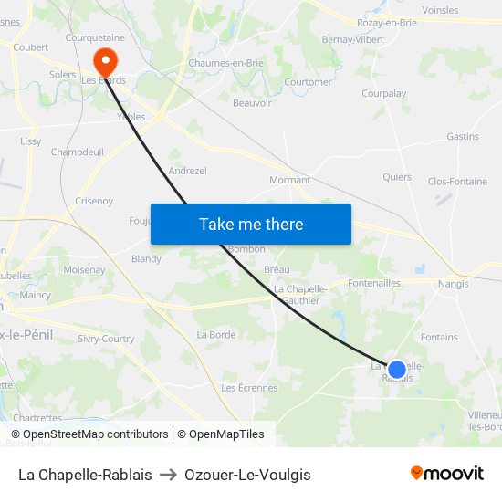 La Chapelle-Rablais to Ozouer-Le-Voulgis map