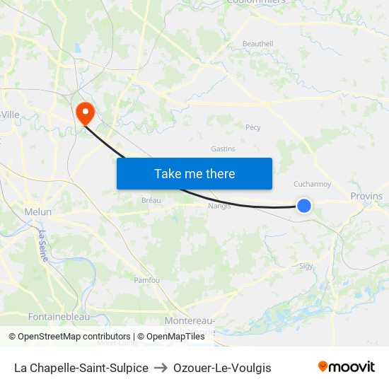 La Chapelle-Saint-Sulpice to Ozouer-Le-Voulgis map