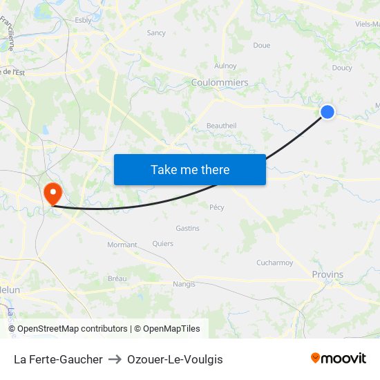La Ferte-Gaucher to Ozouer-Le-Voulgis map