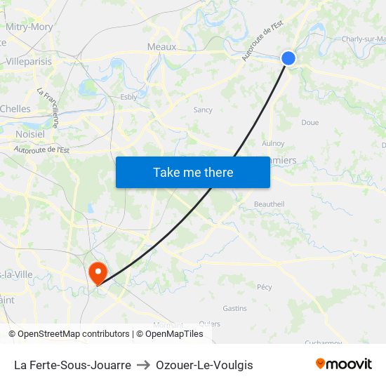 La Ferte-Sous-Jouarre to Ozouer-Le-Voulgis map