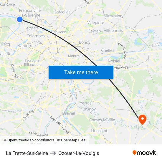 La Frette-Sur-Seine to Ozouer-Le-Voulgis map