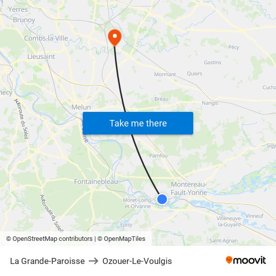 La Grande-Paroisse to Ozouer-Le-Voulgis map