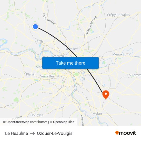 Le Heaulme to Ozouer-Le-Voulgis map