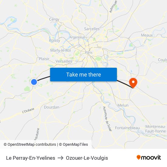 Le Perray-En-Yvelines to Ozouer-Le-Voulgis map