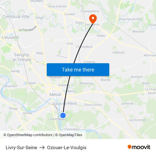 Livry-Sur-Seine to Ozouer-Le-Voulgis map