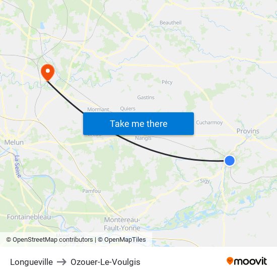 Longueville to Ozouer-Le-Voulgis map