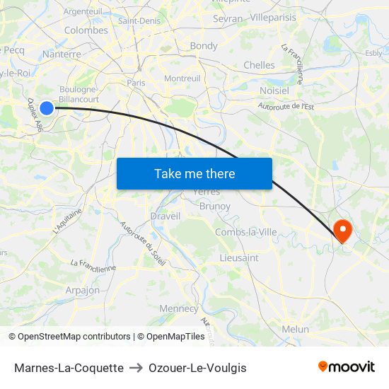 Marnes-La-Coquette to Ozouer-Le-Voulgis map