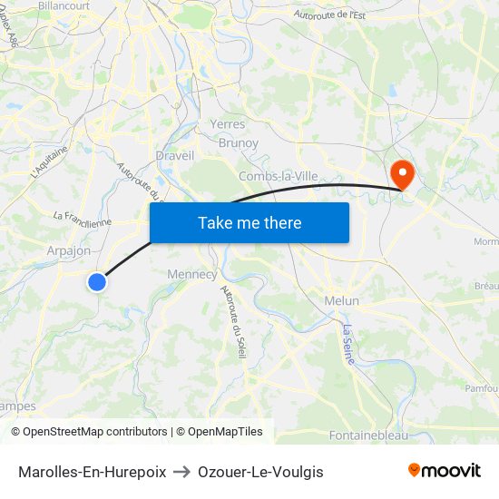 Marolles-En-Hurepoix to Ozouer-Le-Voulgis map