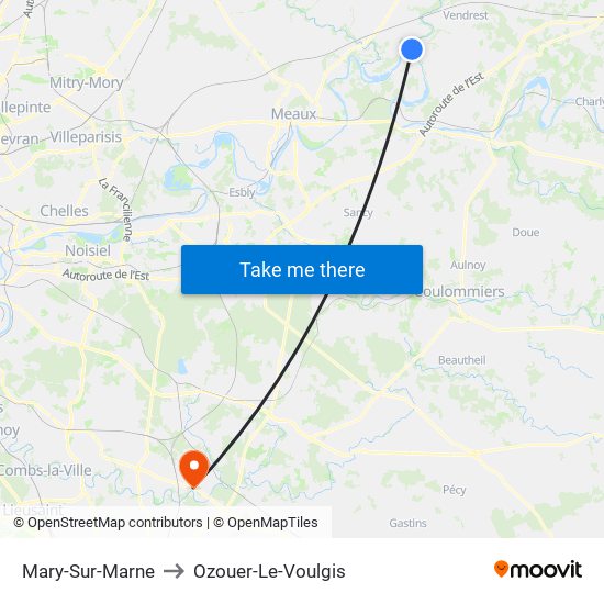 Mary-Sur-Marne to Ozouer-Le-Voulgis map