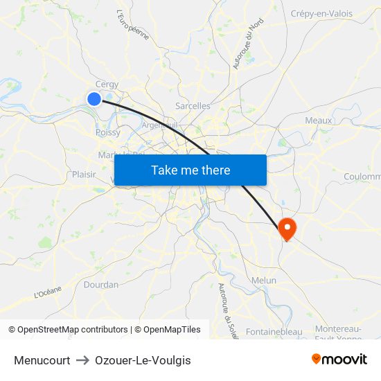 Menucourt to Ozouer-Le-Voulgis map