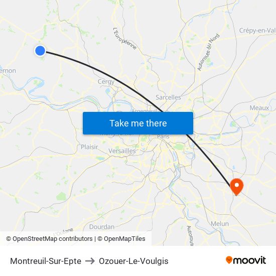 Montreuil-Sur-Epte to Ozouer-Le-Voulgis map