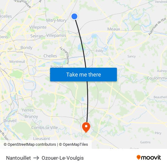 Nantouillet to Ozouer-Le-Voulgis map