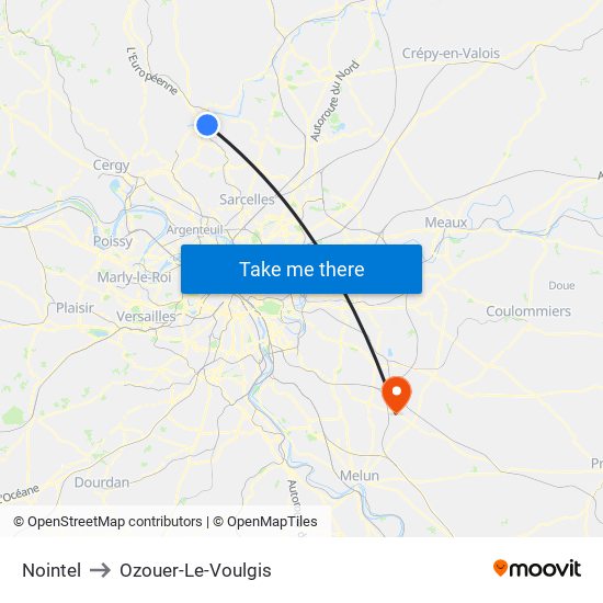 Nointel to Ozouer-Le-Voulgis map