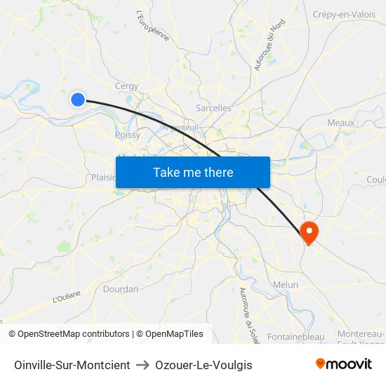 Oinville-Sur-Montcient to Ozouer-Le-Voulgis map