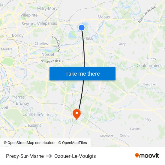 Precy-Sur-Marne to Ozouer-Le-Voulgis map