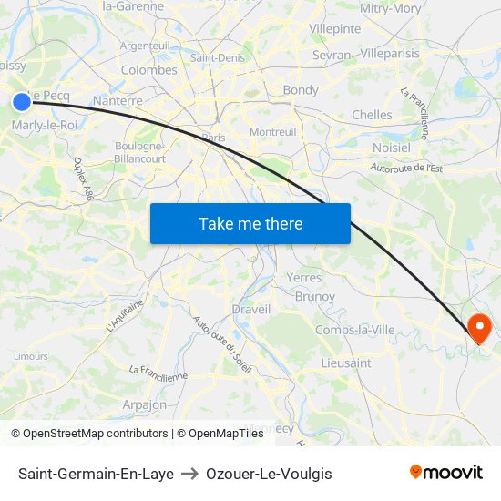 Saint-Germain-En-Laye to Ozouer-Le-Voulgis map