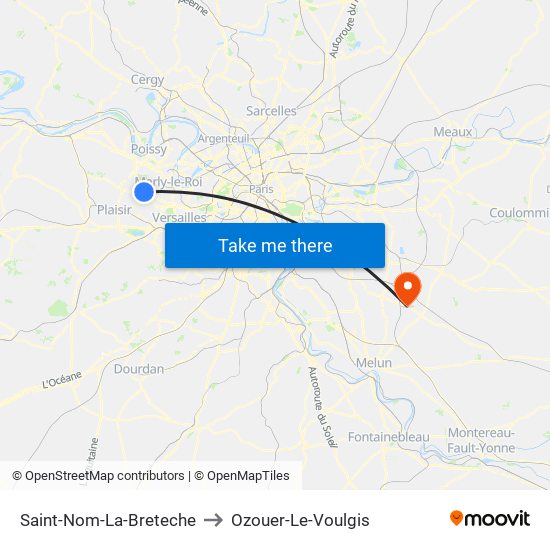 Saint-Nom-La-Breteche to Ozouer-Le-Voulgis map