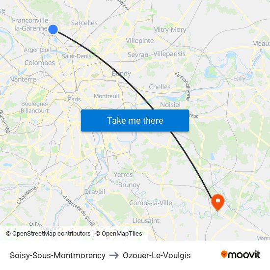 Soisy-Sous-Montmorency to Ozouer-Le-Voulgis map