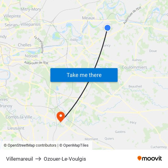 Villemareuil to Ozouer-Le-Voulgis map
