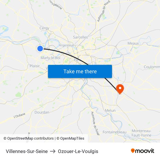 Villennes-Sur-Seine to Ozouer-Le-Voulgis map