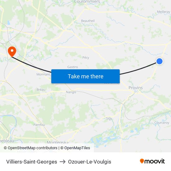 Villiers-Saint-Georges to Ozouer-Le-Voulgis map