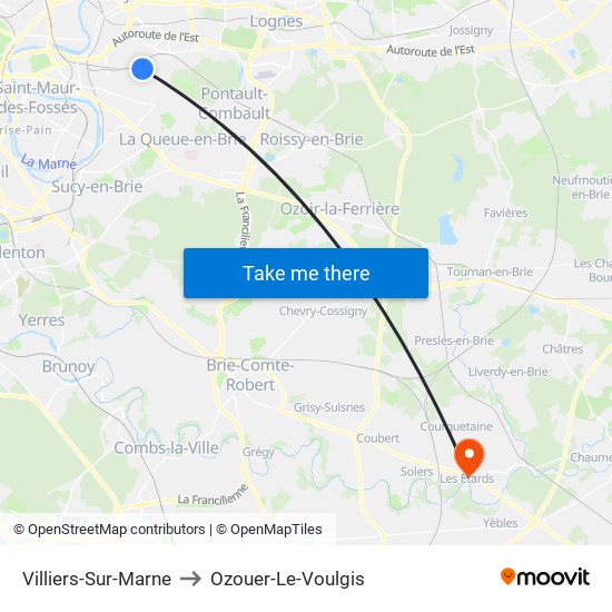 Villiers-Sur-Marne to Ozouer-Le-Voulgis map