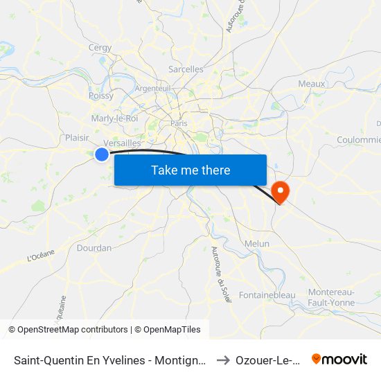 Saint-Quentin En Yvelines - Montigny-Le-Bretonneux to Ozouer-Le-Voulgis map